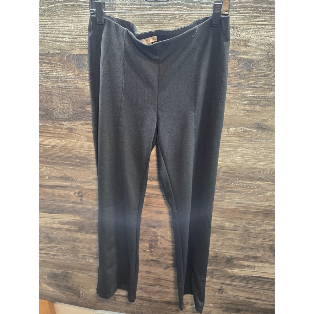 Retrology‎ Womens Black Pull On Straight Leg Pants Petite Medium Front Seam PM